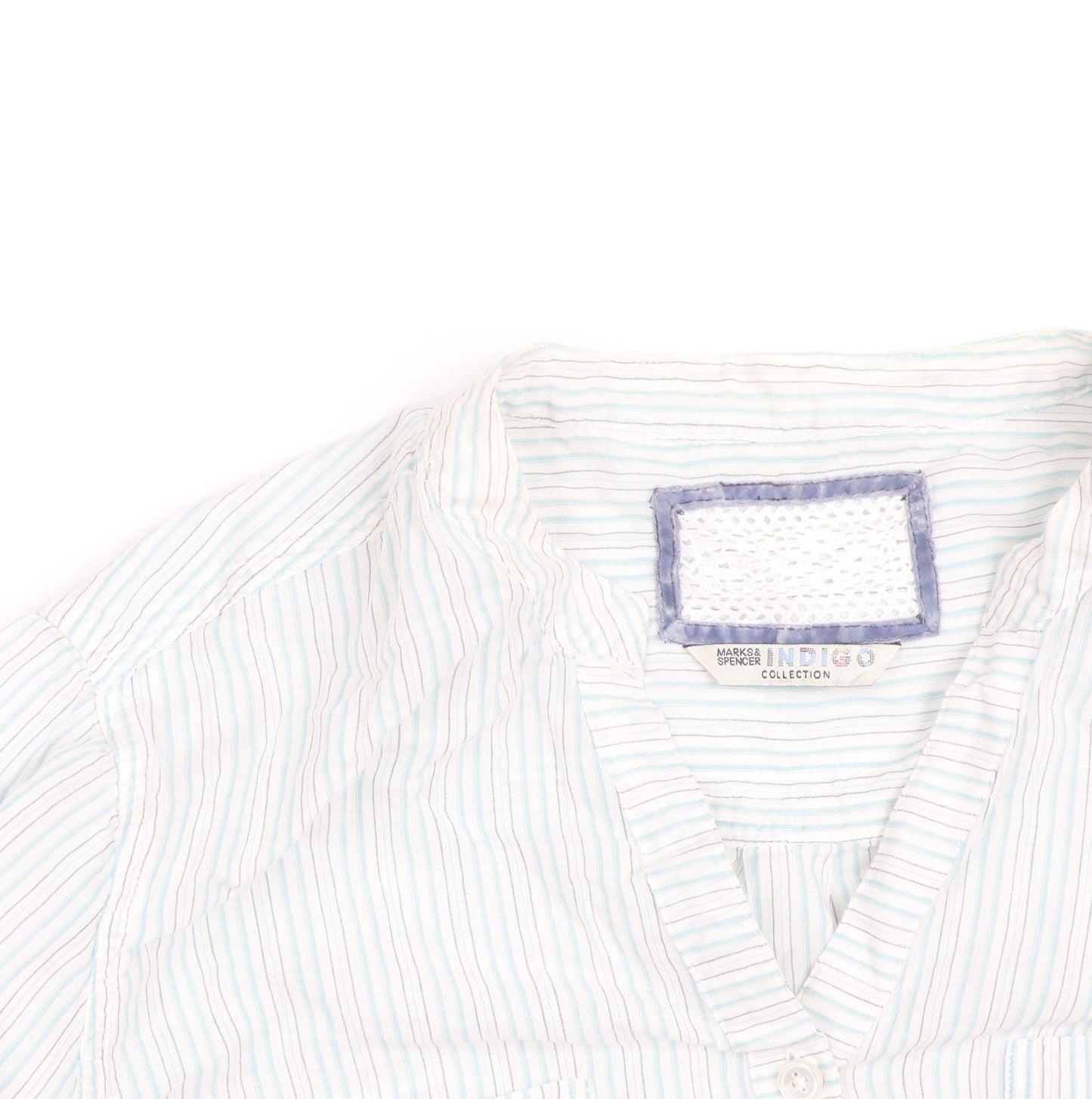 Marks and Spencer Women’s White Stripe Cotton Button-Up Shirt UK 16
