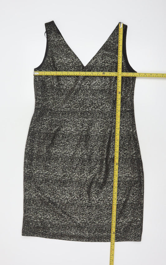 Phase Eight Women’s Black Glitter Bodycon Dress Size 16