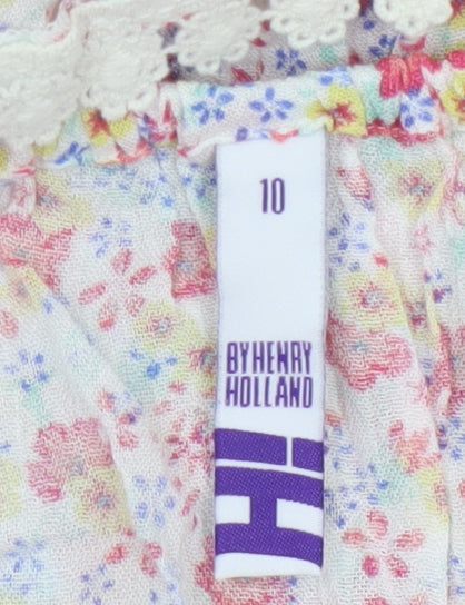 Brand and care label for By Henry Holland Women's Multicoloured Floral A-Line Dress, size 10