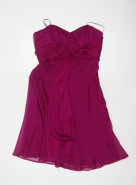 Debut Women Purple Size 12 Fit & Flare Chiffon Knee Length Dress