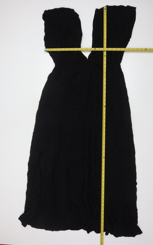 ASOS DESIGN Women’s Black Viscose Midi A-Line Dress Size 16