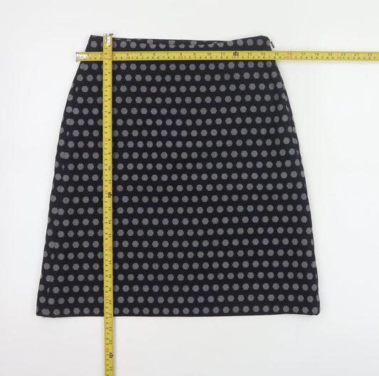 Hobbs Women Blue Polka Dot Wool Blend Pencil Skirt Size 8