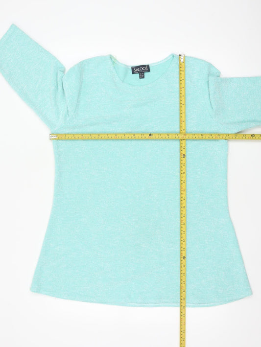 Saloos Women's Green Tunic Blouse Size 18 3/4 Sleeve Stretch Top