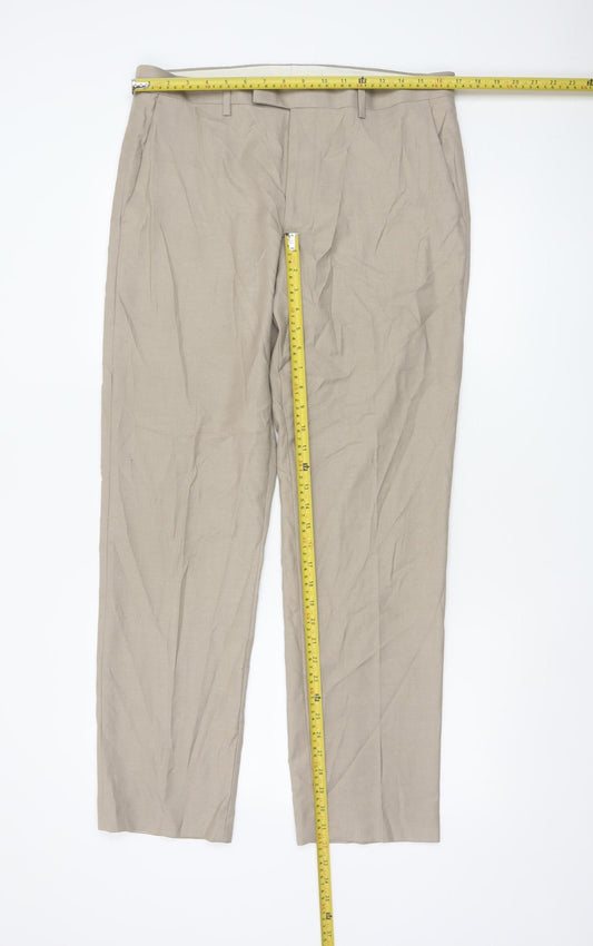 Marks and Spencer Men Beige Regular Fit Chino Trousers 34