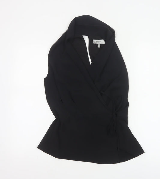 Coast Women's Black Wrap Sleeveless Blouse UK 10