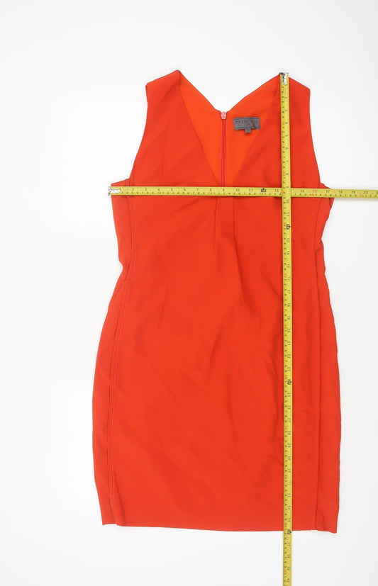 Next Women Orange Sleeveless Sheath Dress UK 10 Elegant Summer