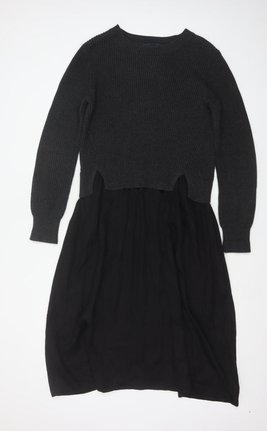 Additional front view of French Connection Women's Black Long Sleeve Jumper Dress, size S