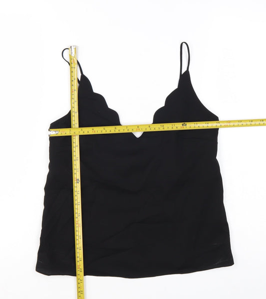 Topshop Womens Black Camisole Tank Top Size 4 Satin V-Neck
