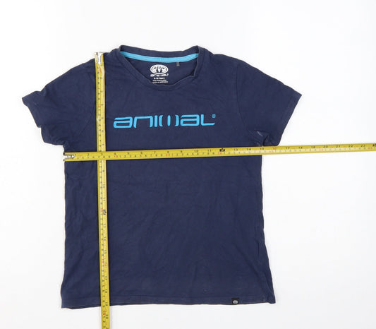 Animal Boys Blue 9-10 Years Cotton Crew Neck Short Sleeve T-Shirt