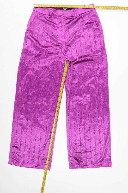 Jaded London Women’s Purple Sequin Wide-Leg Trousers Size M