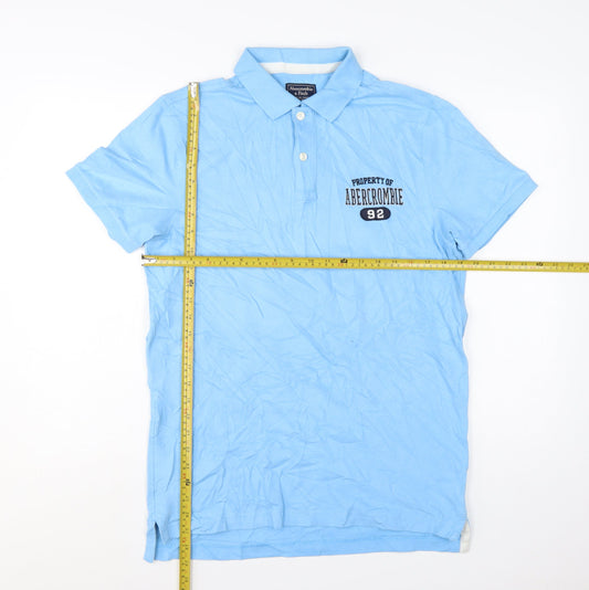 Abercrombie & Fitch Men's Blue Slim Fit Cotton Polo Shirt M