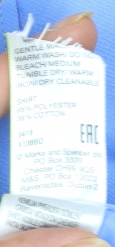 Marks and Spencer Men's Blue Tailored Short Sleeve Dress Shirt 17in