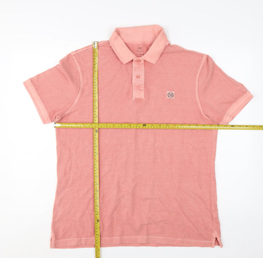 Marks and Spencer Men's Pink Cotton Polo Shirt Size L Regular