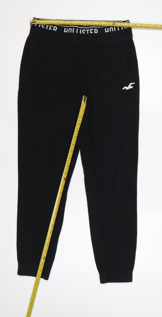 Hollister Men's Black Fleece Joggers S Regular Fit Elastic Waist