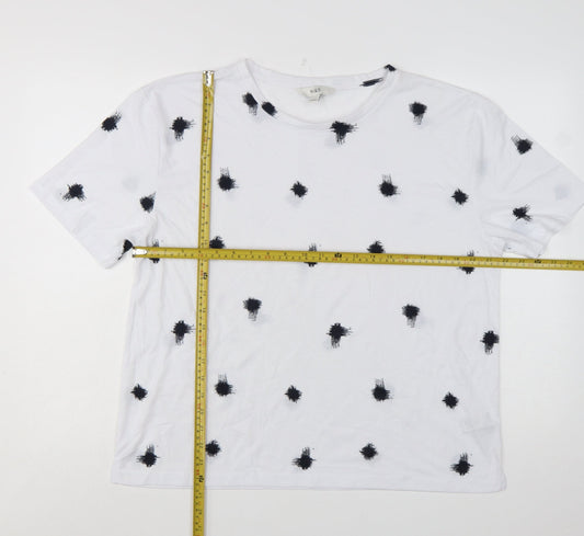 Marks and Spencer Womens White Spot Print Basic T-Shirt Size 14