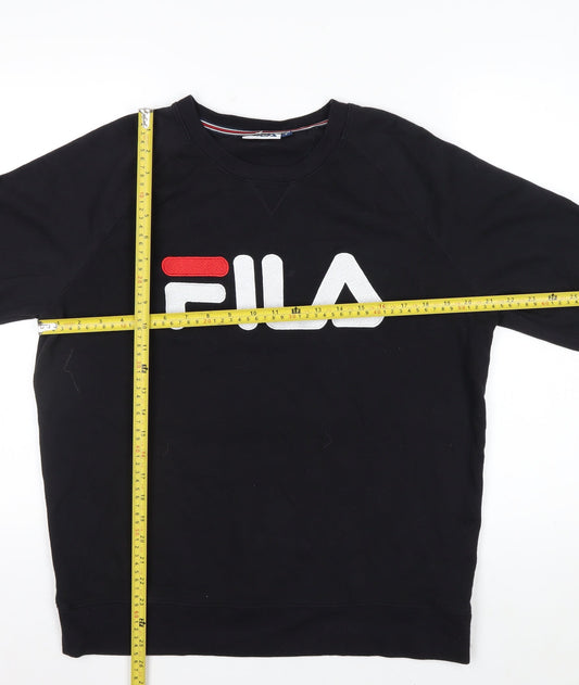FILA Men’s Black Crew Neck Logo Pullover Sweatshirt Size S