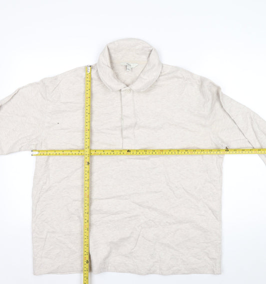 Marks and Spencer Men's Beige Collared Henley Sweatshirt Size L