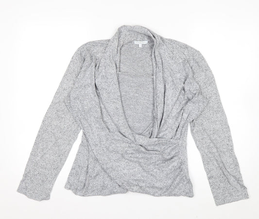 Deane & White Women's Grey Wrap Blouse Size M Long Sleeve