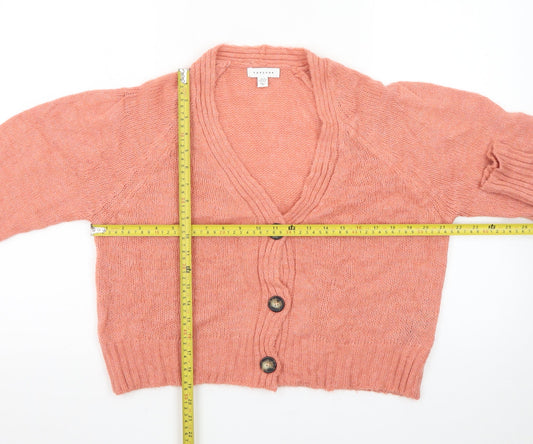 Topshop Women’s Pink V-Neck Button Cardigan Jumper M