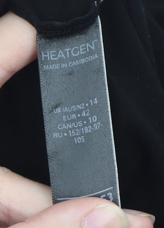 Marks and Spencer Women Black Roll Neck Long Sleeve Heatgen Top Size 14