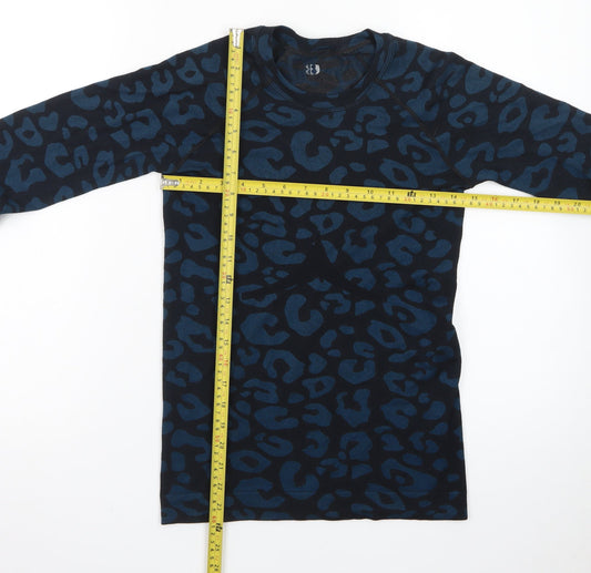 Sweaty Betty Womens Blue Animal Print Long Sleeve Top Size S