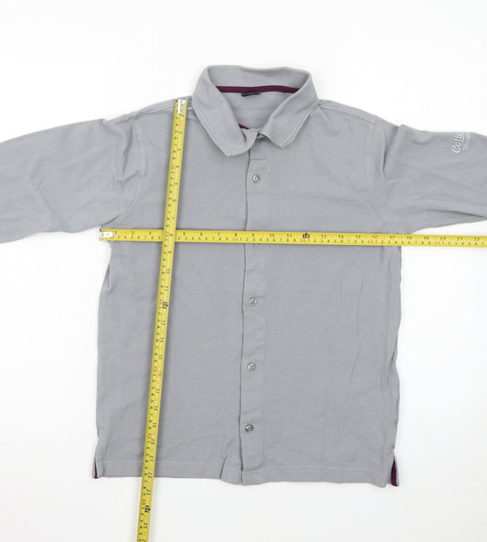 Cotton Traders Men's Grey Long Sleeve Polo Shirt XS Classic Fit
