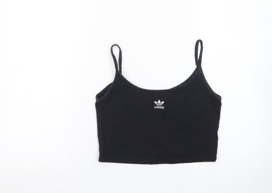 Additional front view of Adidas women’s black cropped camisole tank top uk 8