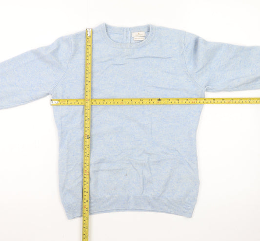 Munrospun Women's Blue Pure Cashmere Crew Neck Jumper Size M