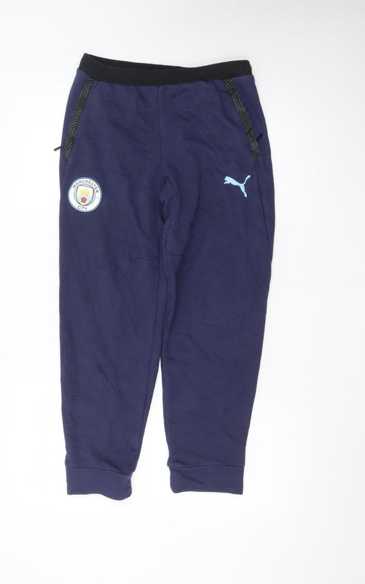 Additional front view of Puma Teens Blue Jogger Trousers Manchester City L