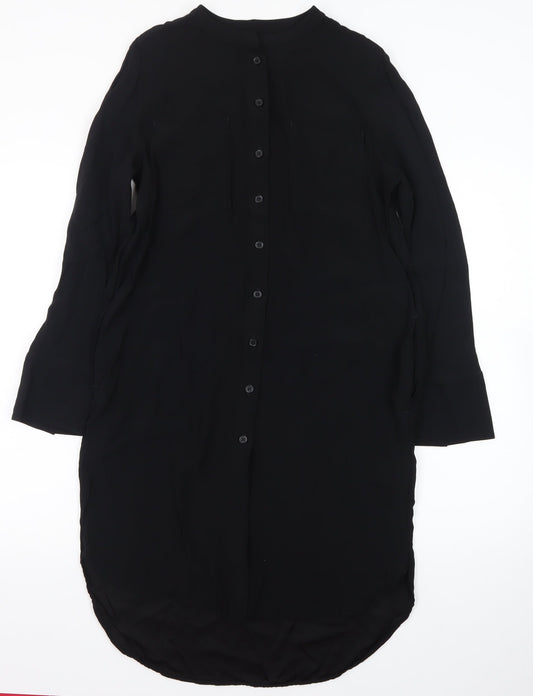 Marks & Spencer Women Black Size 10 Shirt Dress Long Sleeve