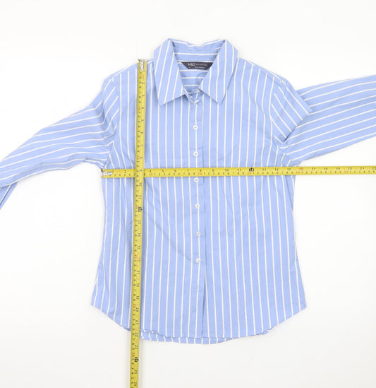 Marks and Spencer Women’s Blue Striped Button-Up Shirt Size 6