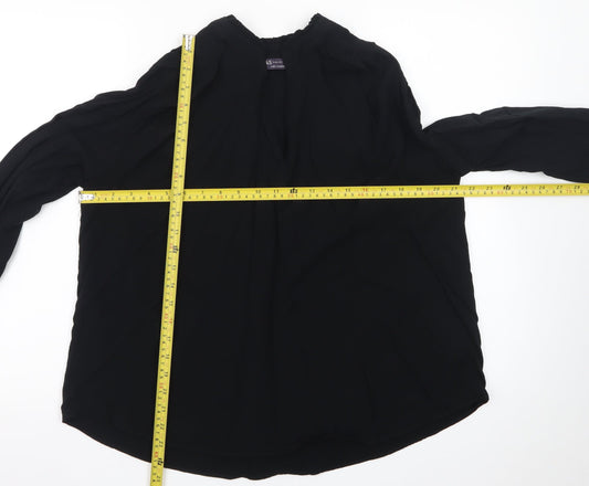 Marks and Spencer Womens Black Chiffon Long Sleeve Tunic Blouse Size 14