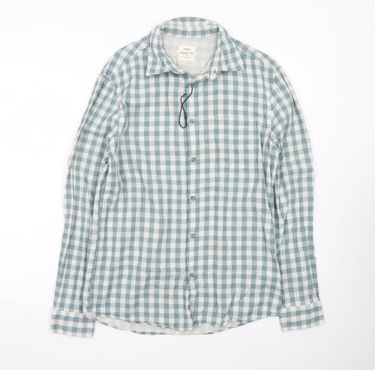 Marks & Spencer Men's Blue Check Regular Fit Cotton Shirt S