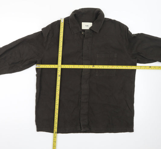 Folk Men’s Brown Cotton Long Sleeve Regular Fit Formal Shirt M