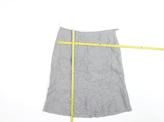 Marks and Spencer Women Grey Wool Blend A-Line Knee Length Skirt UK 12