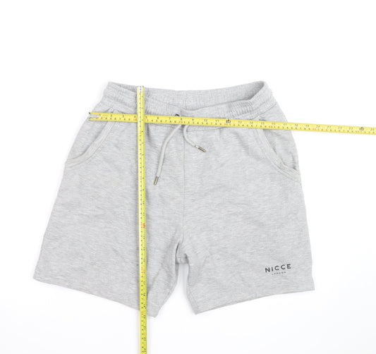 Nicce London Men's Grey Sweat Shorts M Drawstring Elastic Waist