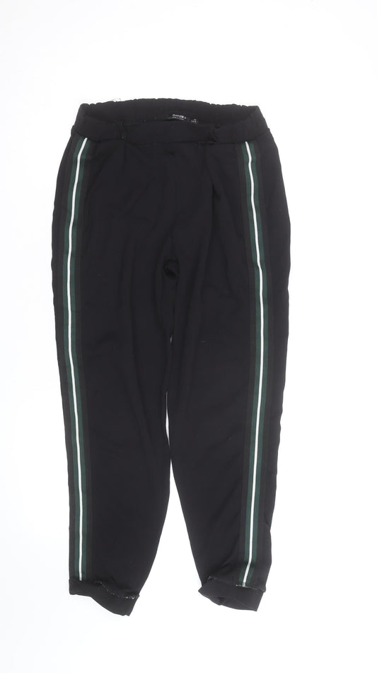 Bershka Womens Black Stripe Jogger Trousers Size M