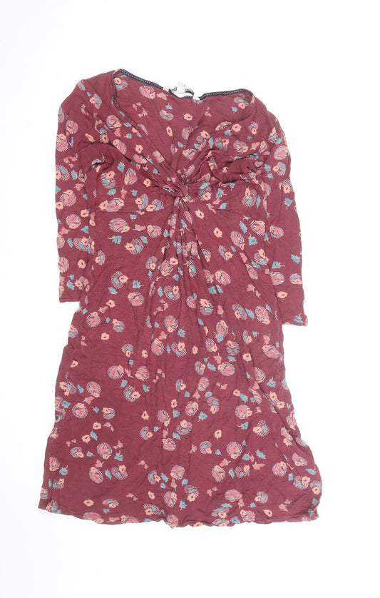 FatFace Women Red Floral A-Line Knee Length Dress Size 8
