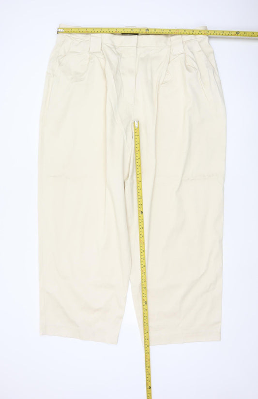 Marks and Spencer Women Beige Size 22 Regular Pleated Trousers