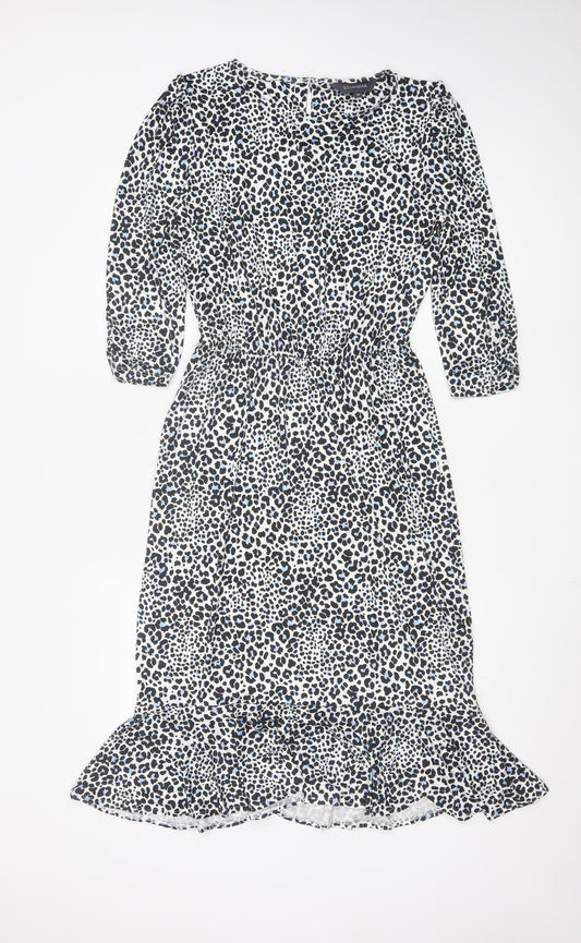 Sonsandar Women’s Multicoloured Leopard Print Knee Length Fit & Flare Dress Size 10