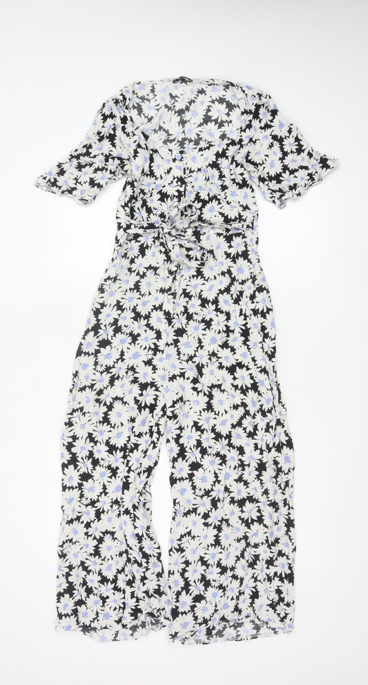 Additional front view of Nobody’s Child Women’s Black Floral Jumpsuit UK 8 EcoVero Viscose