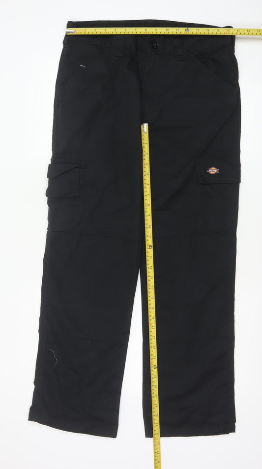 Dickies Men's Black Cargo Work Trousers 32R Polyester Cotton