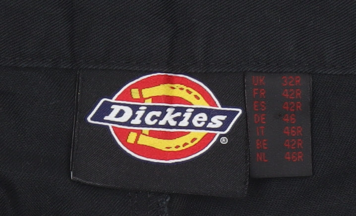 Dickies Men's Black Cargo Work Trousers 32R Polyester Cotton