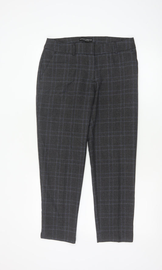 Dorothy Perkins Women's Grey Check Trousers UK 10 Slim Fit Ankle Length