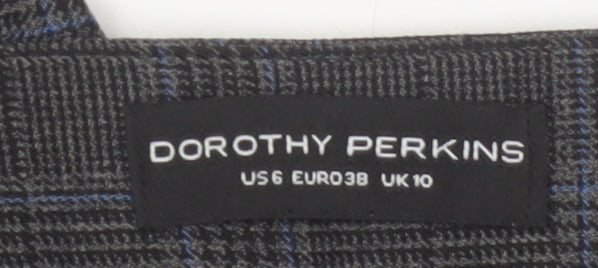 Additional view of Dorothy Perkins Women's Grey Check Trousers UK 10 Slim Fit Ankle Length