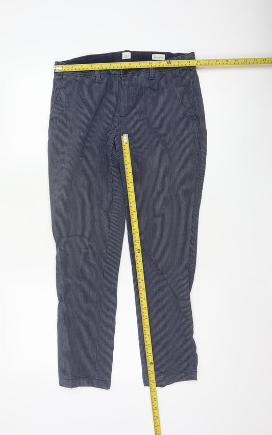 GAP Women’s Blue Striped Chino Trousers Size 8 Cotton Stretch