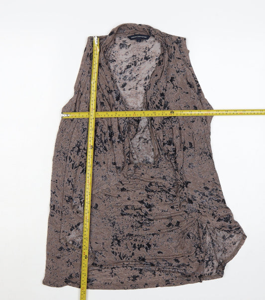 French Connection Women's Brown Sleeveless Wrap Blouse Size S