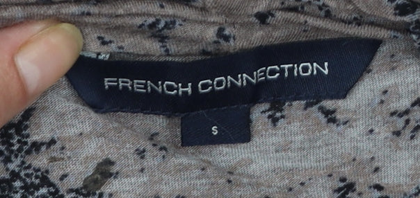 Brand and care label for French Connection Women's Brown Sleeveless Wrap Blouse, size S
