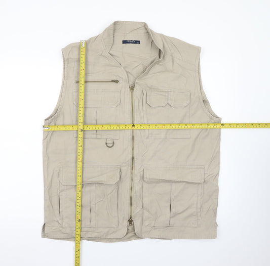 CU & Co. Men's Beige Cotton Safari Waistcoat Vest L