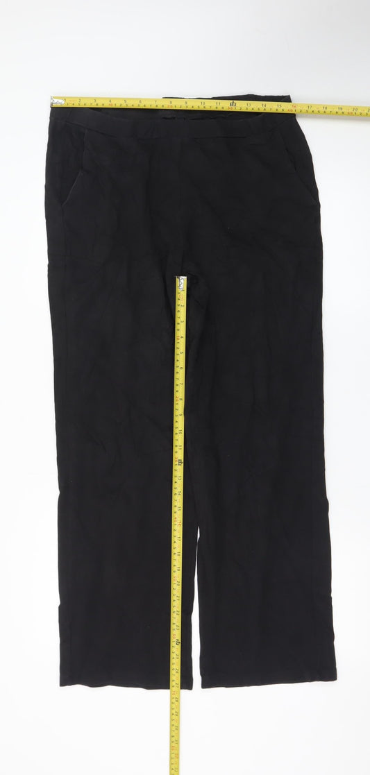 Saint + Sofia Black Linen Women's Trousers UK 16 Straight Leg